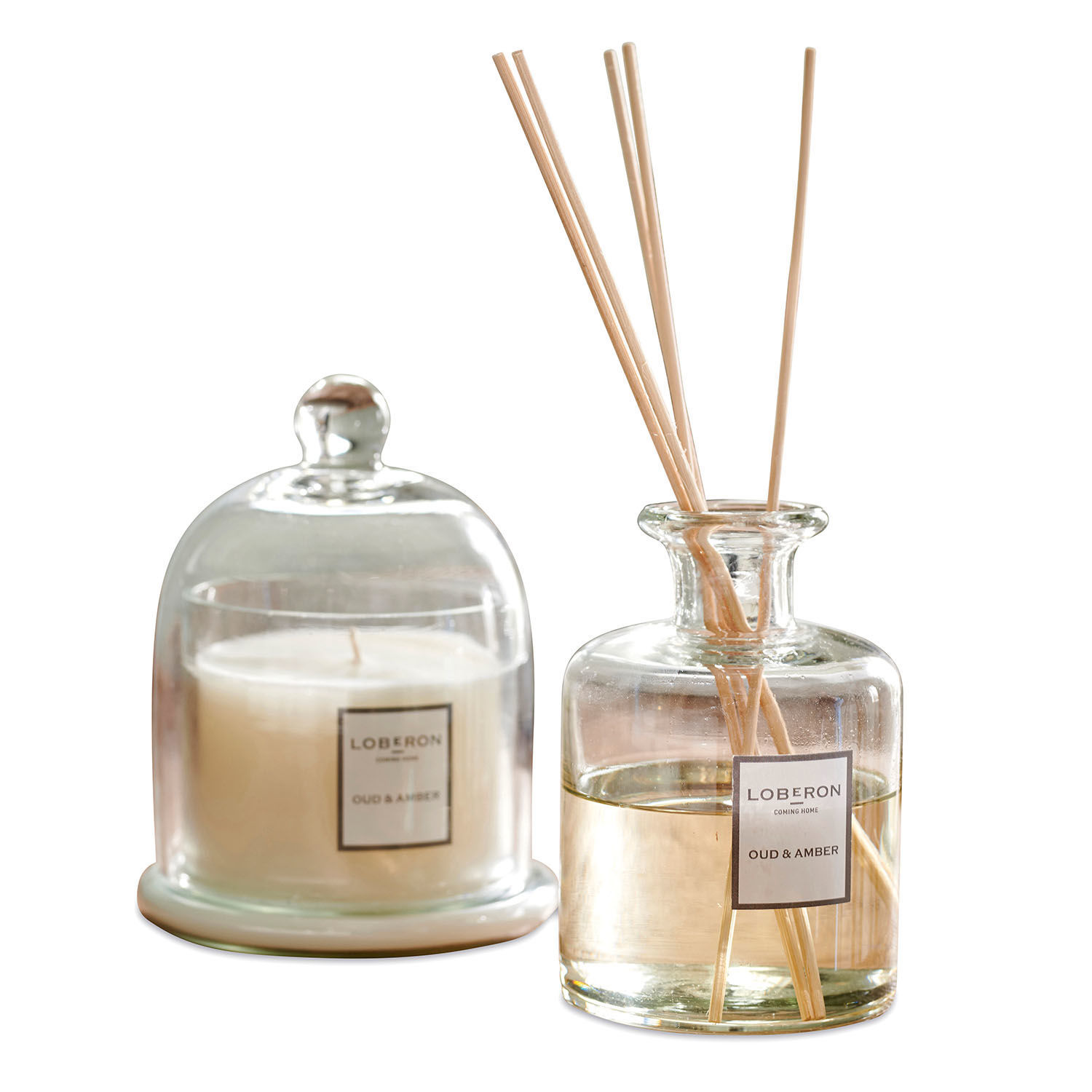 Set di profumatori per ambienti Vanis Set candela e diffusore profumato Oud & Amber in vetro trasparente per la casa