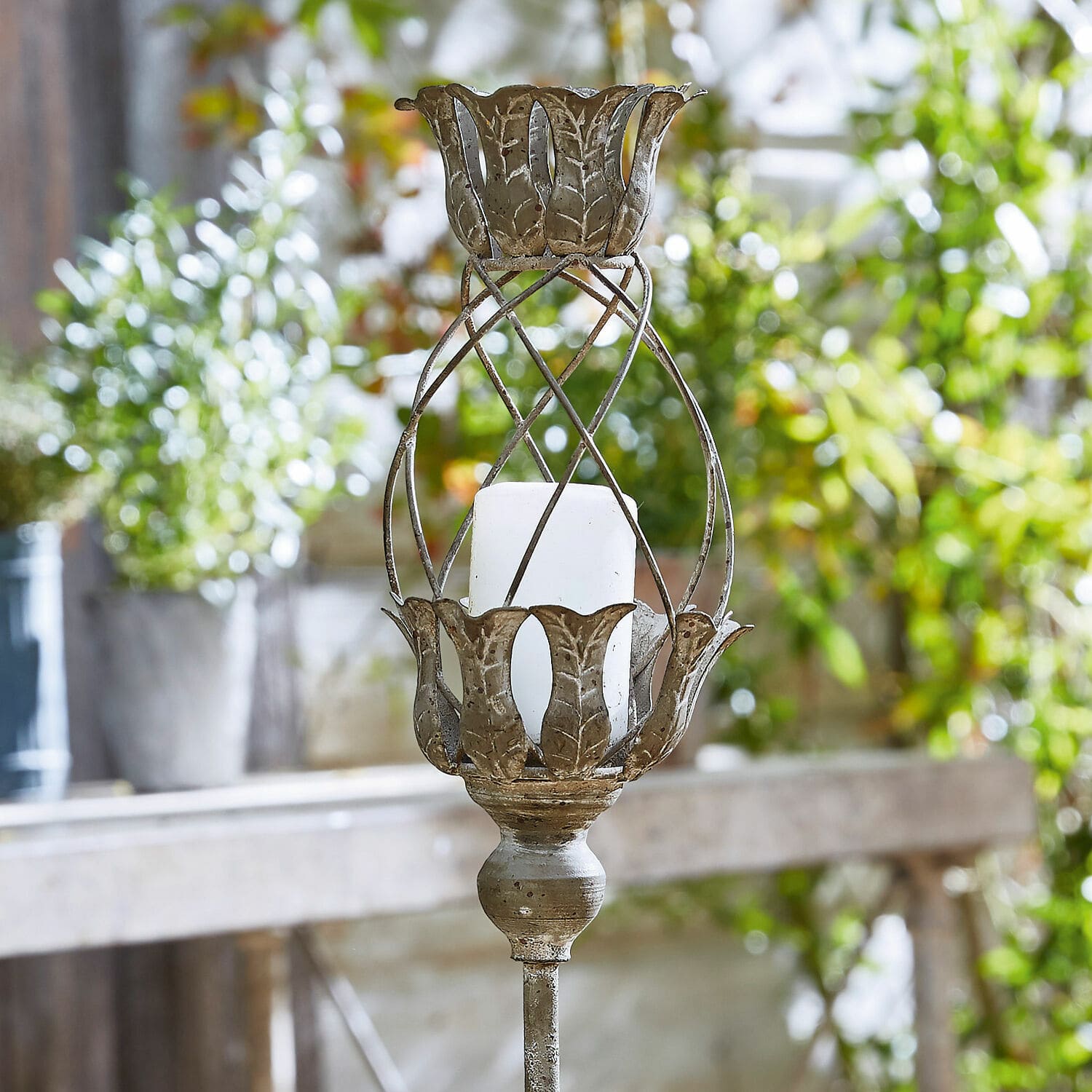Lanterna Ciranne Portacandele in metallo con candela bianca in stile rustico per decorazioni interne ed esterne