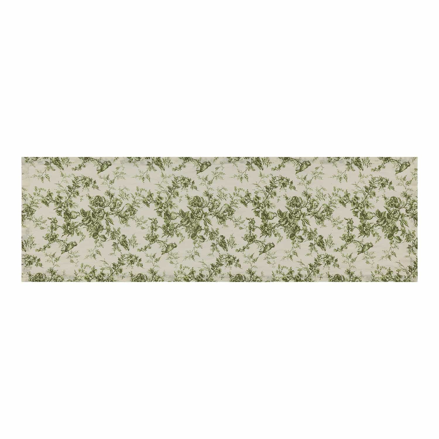 Runner Mercier Runner da tavola con motivo floreale verde su sfondo crema, decorazione tessile per tavolo