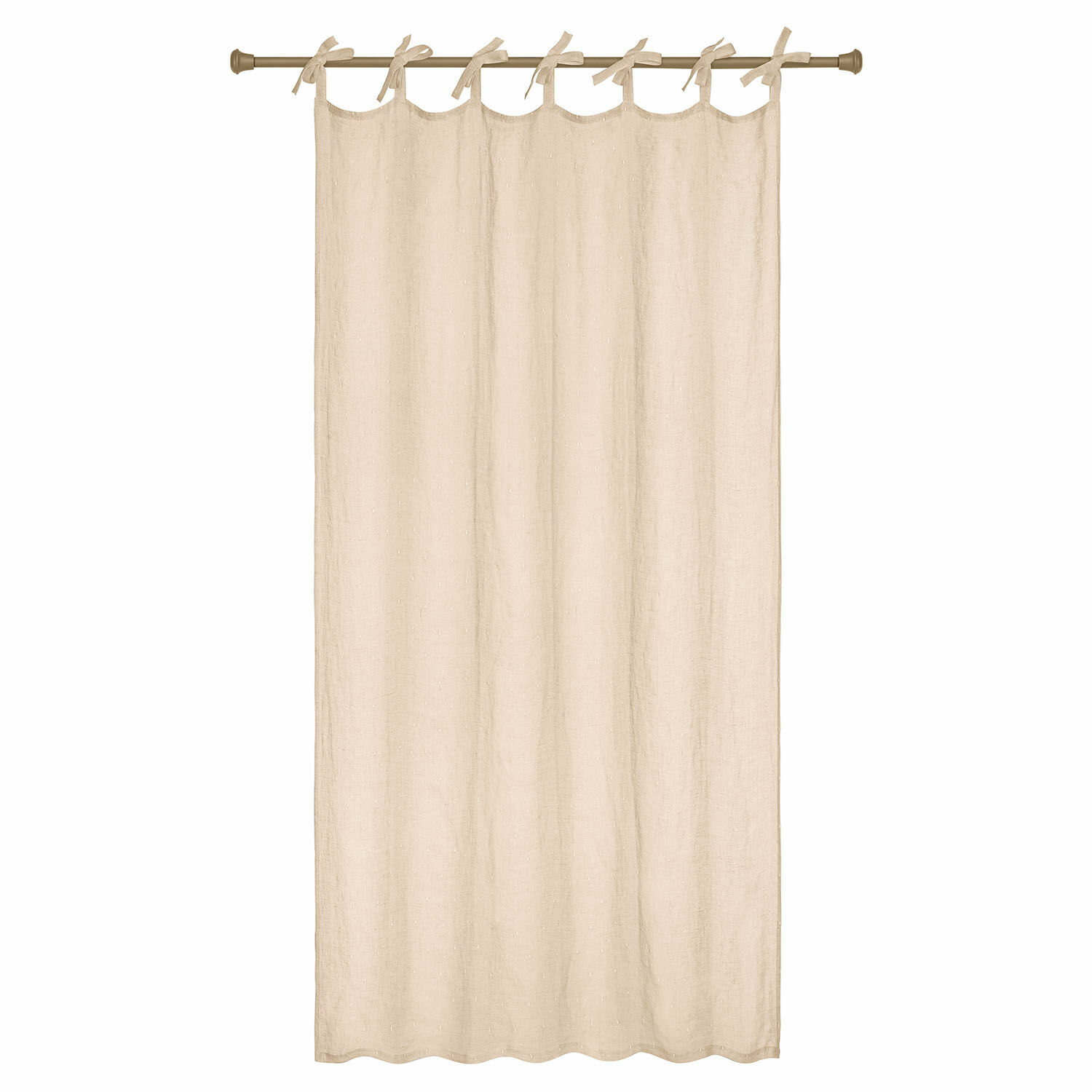 Tenda Saphie Tenda beige in lino con anelli annodati per bastone, tessuto naturale per decorazione finestre