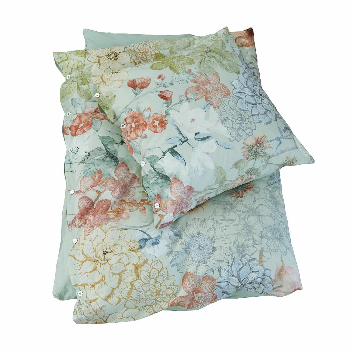 Biancheria da letto Therenor Biancheria da letto in cotone con motivo floreale pastello su sfondo chiaro, design delicato