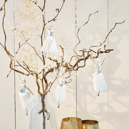 Set di 4 decorazioni da appendere Ryn grigio antico