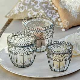 Set di 3 portalumini Soufia grigio chiaro