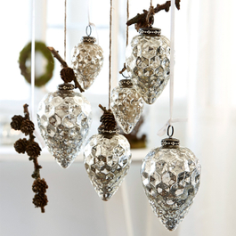 Set di 6 decorazioni natalizie Colin argento antico