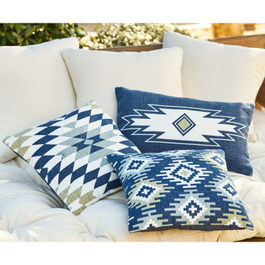 Set di 3 copricuscini Leonice blu/bianco
