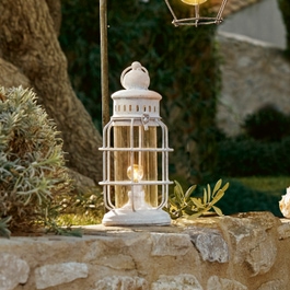 Lanterna a LED Haroué bianco antico