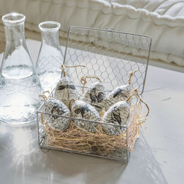 Set di 6 uova di Pasqua Beston grigio/crema